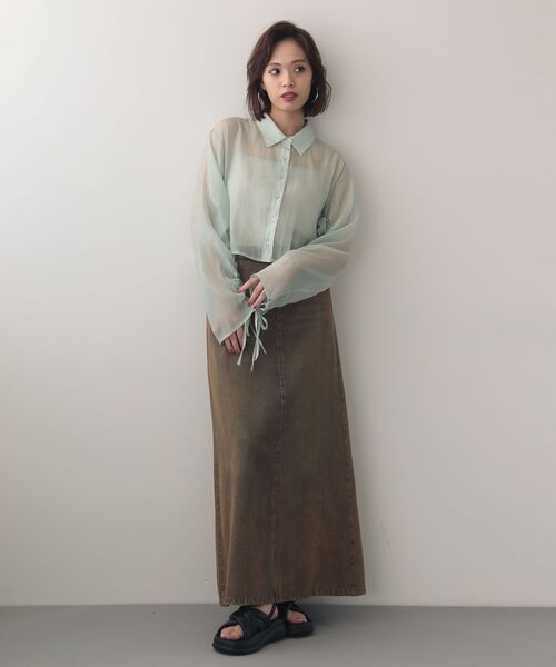 EGOIST（エゴイスト）の「EGOISTブリーチデニムスカート（デニムスカート・レディース・ブラウン・FREE）」の18枚目の写真