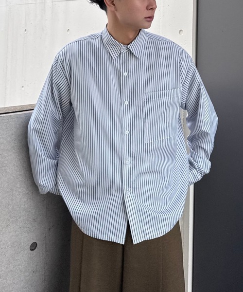Gaphos （ガフォス）の「ルーズフィットストライプシャツ（シャツ/ブラウス・メンズ・サックスブルー/ホワイト/ブルー・1/2）」の2枚目の写真