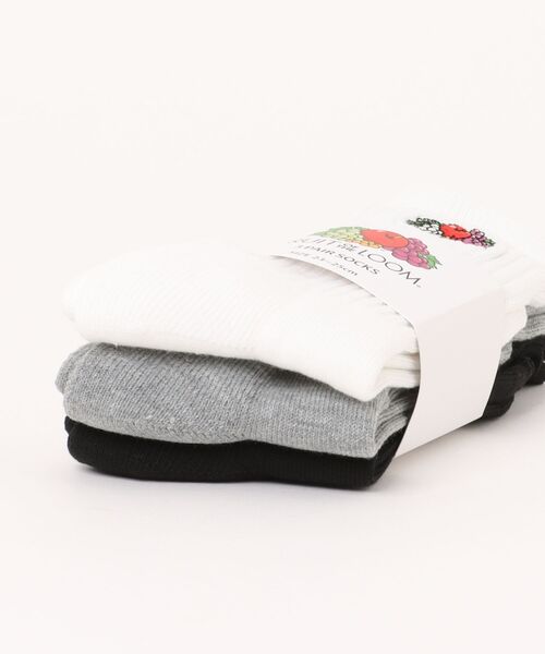 FRUIT OF THE LOOM（フルーツオブザルーム）の「【FRUIT OF THE LOOM】フルーツオブザルーム フルーツロゴ刺繍 FLT クルーソックス 3Pセット 16156600 16309100（ソックス/靴下・メンズ・マルチ・mens free(25-28)/womens free(23-25)）」の2枚目の写真
