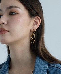 金属アレルギー対応 オープンハートチェーンピアス