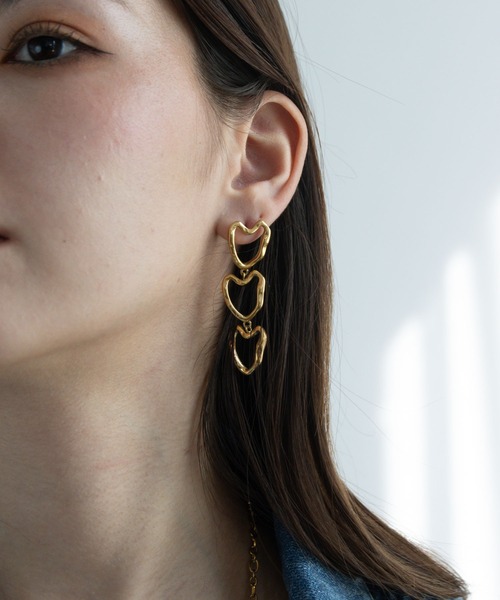 abaskdesign(アバスクデザイン)の「金属アレルギー対応 オープンハートチェーンピアス(ピアス(両耳用)・レディース・ゴールド・FREE)」の10枚目の写真