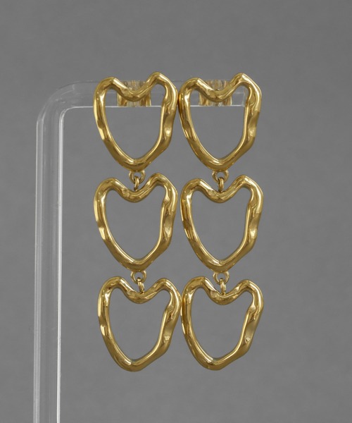 abaskdesign(アバスクデザイン)の「金属アレルギー対応 オープンハートチェーンピアス(ピアス(両耳用)・レディース・ゴールド・FREE)」の4枚目の写真