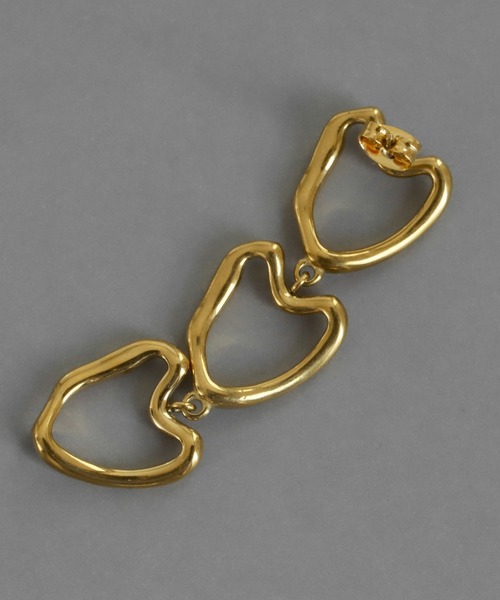 abaskdesign(アバスクデザイン)の「金属アレルギー対応 オープンハートチェーンピアス(ピアス(両耳用)・レディース・ゴールド・FREE)」の7枚目の写真