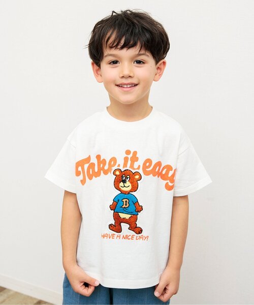 BREEZE(ブリーズ)の「【ジュニア対応】アニマルカレッジ半袖Tシャツ(Tシャツ/カットソー・キッズ・オフホワイト/ネイビー/イエロー/グリーン/ピンク・80/90/100/110/120/130/140)」の2枚目の写真