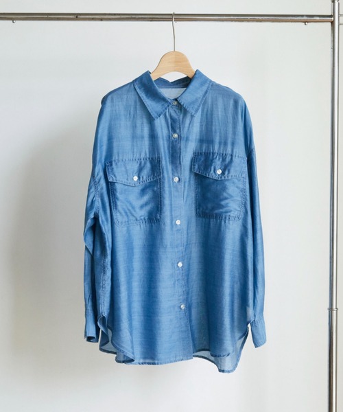 Doux archives(ドゥアルシーヴ)の「シアーデニムシャツ(シャツ/ブラウス・レディース・ブルー/サックスブルー・FREE)」の8枚目の写真