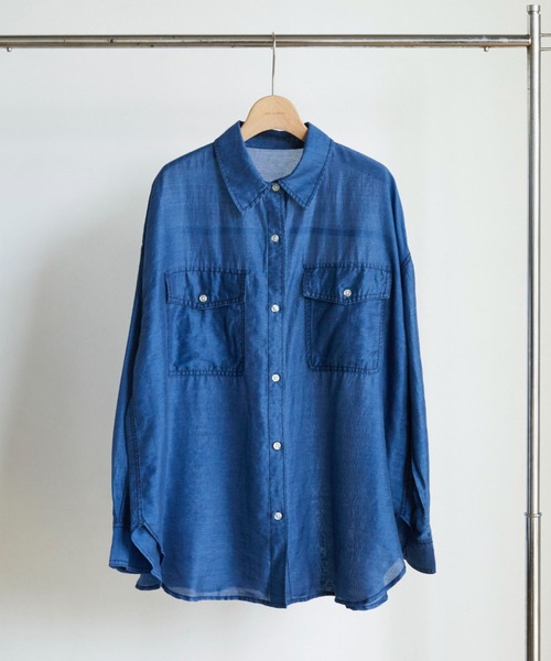 Doux archives(ドゥアルシーヴ)の「シアーデニムシャツ(シャツ/ブラウス・レディース・ブルー/サックスブルー・FREE)」の10枚目の写真