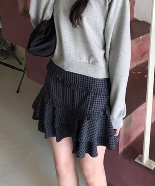 Teem Store(チームストア)の「【インパン付き】チェック柄ハイウエストミニフレアスカート(スカート・レディース・グレー・S/M)」の5枚目の写真