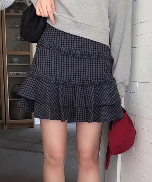 Teem Store(チームストア)の「【インパン付き】チェック柄ハイウエストミニフレアスカート(スカート・レディース・グレー・S/M)」の14枚目の写真