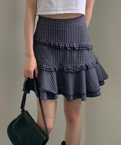 Teem Store(チームストア)の「【インパン付き】チェック柄ハイウエストミニフレアスカート(スカート・レディース・グレー・S/M)」の18枚目の写真