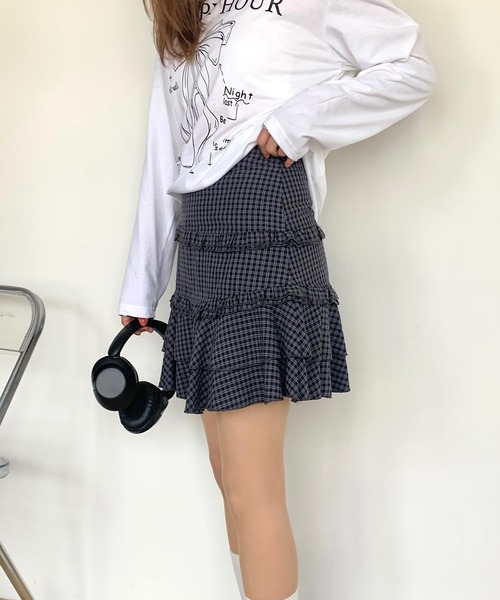 Teem Store(チームストア)の「【インパン付き】チェック柄ハイウエストミニフレアスカート(スカート・レディース・グレー・S/M)」の22枚目の写真