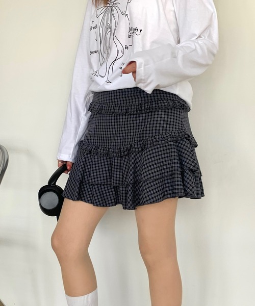 Teem Store(チームストア)の「【インパン付き】チェック柄ハイウエストミニフレアスカート(スカート・レディース・グレー・S/M)」の20枚目の写真