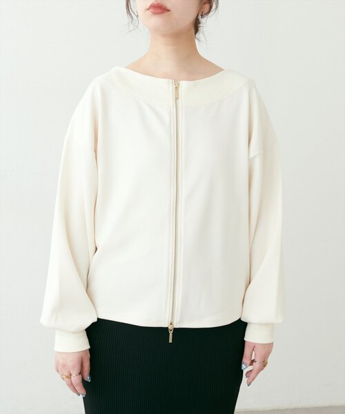 natural couture(ナチュラルクチュール)の「【WEB限定】WZIPふわもちダンボールプルオーバー(Tシャツ/カットソー・レディース・ピンク/オフホワイト/グレイッシュベージュ/チャコールグレー/ベージュ・FREE)」の11枚目の写真