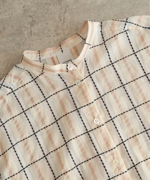 NOMBRE IMPAIR（ノンブルアンペール）の「シルク混シアーチェック　スタンドブラウス（シャツ/ブラウス・レディース・ベージュ・FREE）」の10枚目の写真