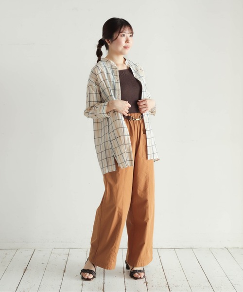 シルク混シアーチェック スタンドブラウス | NOMBRE IMPAIR