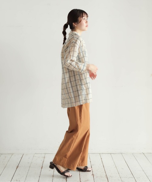 NOMBRE IMPAIR（ノンブルアンペール）の「シルク混シアーチェック　スタンドブラウス（シャツ/ブラウス・レディース・ベージュ・FREE）」の16枚目の写真