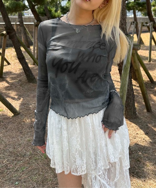 sedacle girl(セダクルガール)の「シアースキントップス(Tシャツ/カットソー・レディース・チャコールグレー/ブルー/ベージュ・SMALL/MEDIUM)」の2枚目の写真