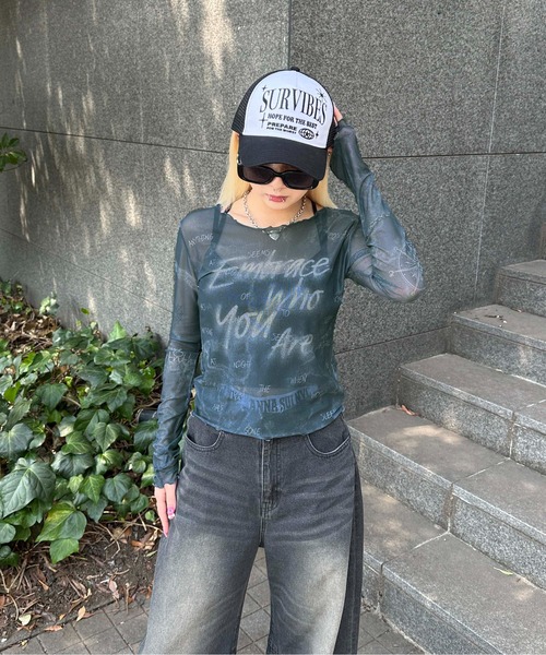 sedacle girl(セダクルガール)の「シアースキントップス(Tシャツ/カットソー・レディース・チャコールグレー/ブルー/ベージュ・SMALL/MEDIUM)」の16枚目の写真