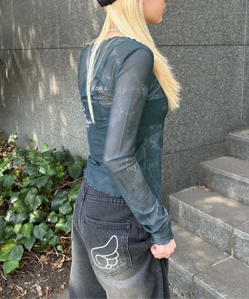 sedacle girl(セダクルガール)の「シアースキントップス(Tシャツ/カットソー・レディース・チャコールグレー/ブルー/ベージュ・SMALL/MEDIUM)」の15枚目の写真