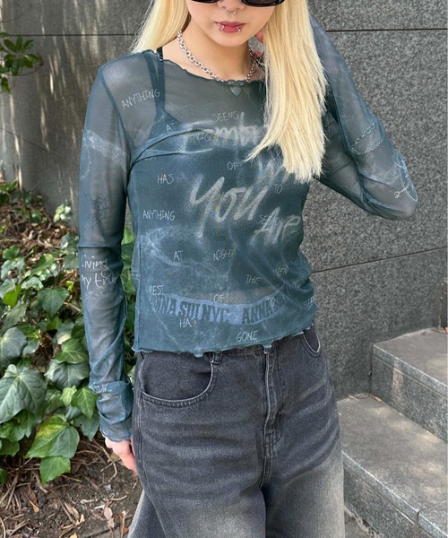 sedacle girl(セダクルガール)の「シアースキントップス(Tシャツ/カットソー・レディース・チャコールグレー/ブルー/ベージュ・SMALL/MEDIUM)」の14枚目の写真