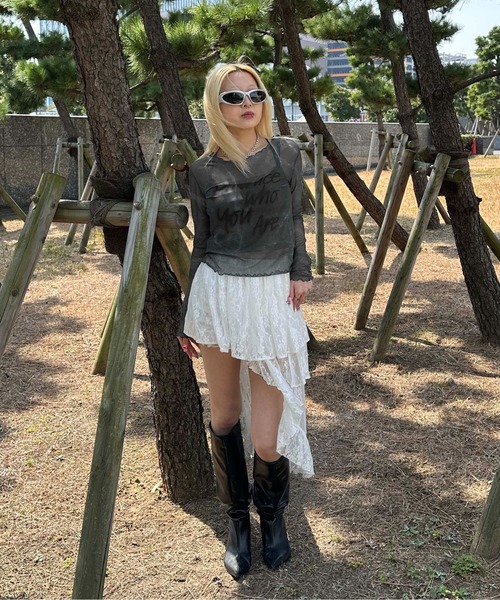 sedacle girl(セダクルガール)の「シアースキントップス(Tシャツ/カットソー・レディース・チャコールグレー/ブルー/ベージュ・SMALL/MEDIUM)」の7枚目の写真
