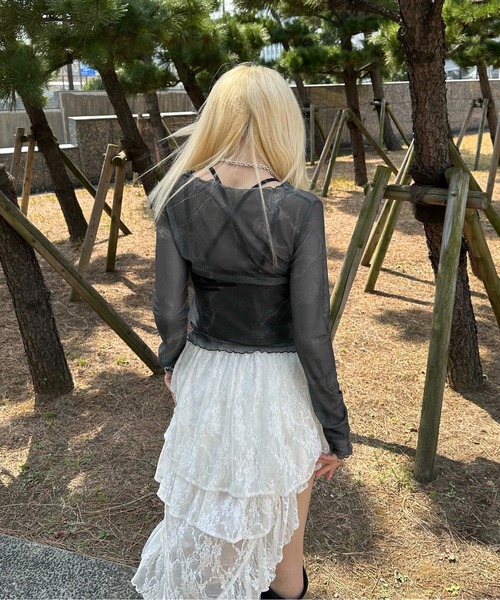 sedacle girl(セダクルガール)の「シアースキントップス(Tシャツ/カットソー・レディース・チャコールグレー/ブルー/ベージュ・SMALL/MEDIUM)」の6枚目の写真