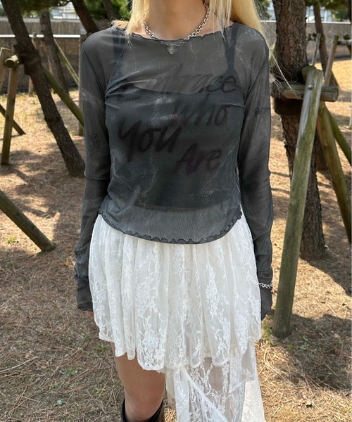sedacle girl(セダクルガール)の「シアースキントップス(Tシャツ/カットソー・レディース・チャコールグレー/ブルー/ベージュ・SMALL/MEDIUM)」の4枚目の写真