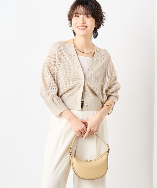 NOLLEY’S（ノーリーズ）の「《手洗い可能》スパンコールメッシュ5分袖カーディガン（カーディガン/ボレロ・レディース・オフホワイト/ベージュ/ブラウン/ブラック/ネイビー・38）」の18枚目の写真