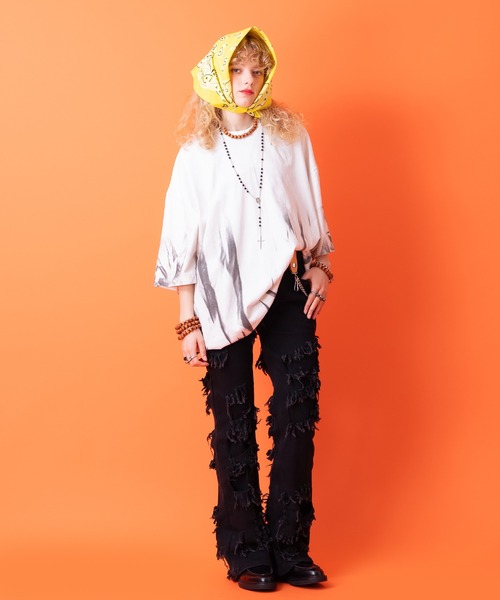 a.p.o.v.(エーピーオービー)の「a.p.o.v. グラデーションダート染色プリントペイントオーバーサイズTシャツ(Tシャツ/カットソー・メンズ・ブラック/ホワイト・ONESIZE)」の5枚目の写真