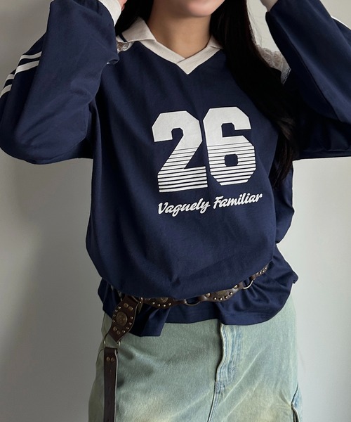 apres jour mignon(アプレジュールミニョン)の「レース切り替えユニフォームT【ZOZOTOWN限定アイテム】(Tシャツ/カットソー・レディース・ブラック/ライトブルー/ネイビー・フリー/X-LARGE)」の1枚目の写真