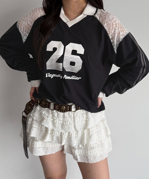 apres jour mignon(アプレジュールミニョン)の「レース切り替えユニフォームT【ZOZOTOWN限定アイテム】(Tシャツ/カットソー・レディース・ブラック/ライトブルー/ネイビー・フリー/X-LARGE)」の2枚目の写真