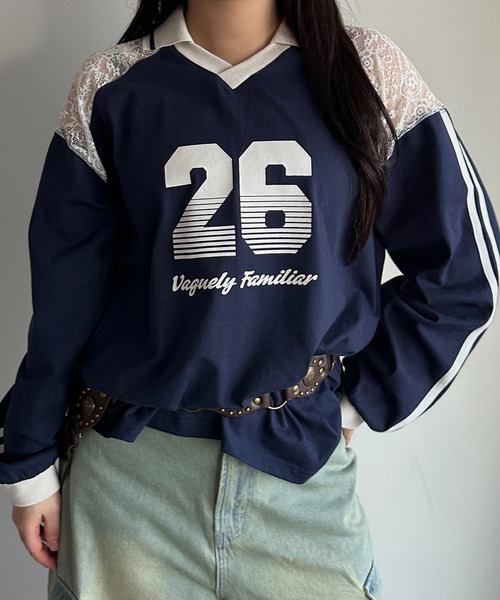 apres jour mignon(アプレジュールミニョン)の「レース切り替えユニフォームT【ZOZOTOWN限定アイテム】(Tシャツ/カットソー・レディース・ブラック/ライトブルー/ネイビー・フリー/X-LARGE)」の8枚目の写真