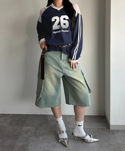 apres jour mignon(アプレジュールミニョン)の「レース切り替えユニフォームT【ZOZOTOWN限定アイテム】(Tシャツ/カットソー・レディース・ブラック/ライトブルー/ネイビー・フリー/X-LARGE)」の9枚目の写真