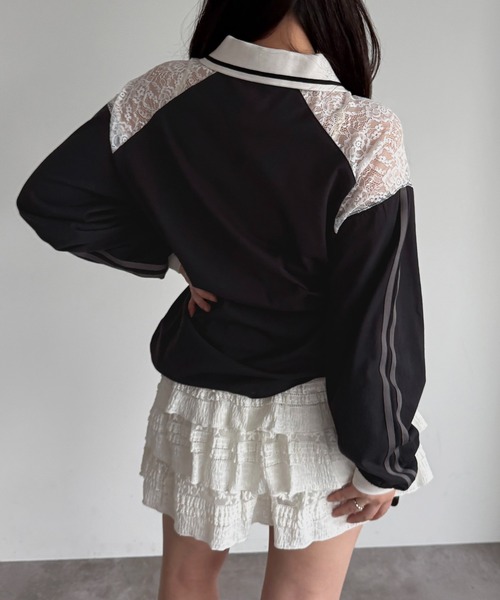 apres jour mignon(アプレジュールミニョン)の「レース切り替えユニフォームT【ZOZOTOWN限定アイテム】(Tシャツ/カットソー・レディース・ブラック/ライトブルー/ネイビー・フリー/X-LARGE)」の12枚目の写真