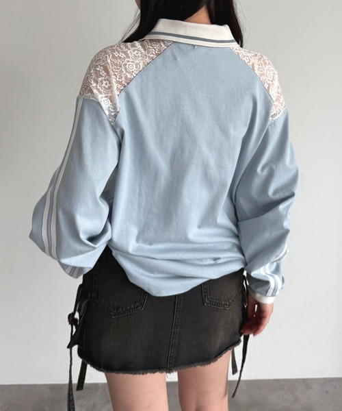 apres jour mignon(アプレジュールミニョン)の「レース切り替えユニフォームT【ZOZOTOWN限定アイテム】(Tシャツ/カットソー・レディース・ブラック/ライトブルー/ネイビー・フリー/X-LARGE)」の16枚目の写真