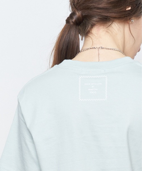 Muel Chic（ミュエルシック）の「Good day Tshirt  グッデイTシャツ（Tシャツ/カットソー・レディース・オフホワイト/スミクロ/サックスブルー・FREE）」の15枚目の写真