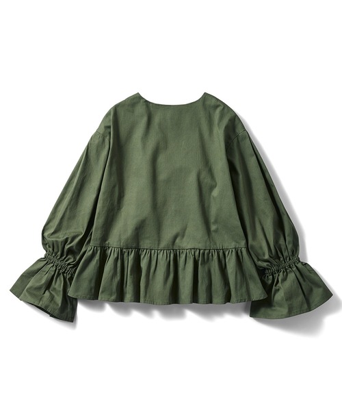 IEDIT（イディット）の「ＩＥＤＩＴ　きくちあつこさんコラボ　フリルミリタリージャケット〈カーキ〉（ミリタリージャケット・レディース・カーキ・LL/3L/M/L/S）」の9枚目の写真