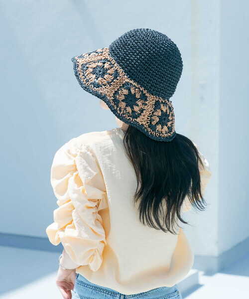 SMELLY（スメリー）の「クロシェモチーフペーパーハット（ハット・レディース・ブラック系その他/ホワイト系その他・-）」の6枚目の写真