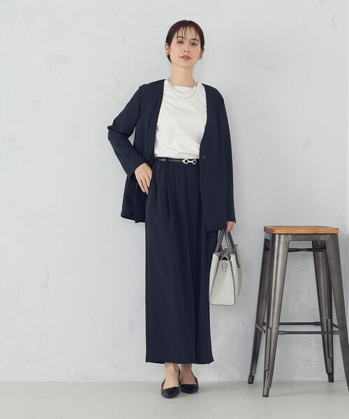 COMME CA ISM(コムサイズム)の「【UVカット・吸水速乾・接触冷感】kireri ノーカラージャケット / セットアップ対応(ノーカラージャケット・レディース・ネイビー/モカ・MEDIUM/LARGE)」の7枚目の写真