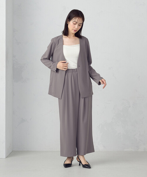 COMME CA ISM(コムサイズム)の「【UVカット・吸水速乾・接触冷感】kireri ノーカラージャケット / セットアップ対応(ノーカラージャケット・レディース・ネイビー/モカ・MEDIUM/LARGE)」の14枚目の写真