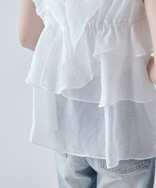 Lui's（ルイス）の「フリルギャザーシアートップス（Tシャツ/カットソー・レディース・ホワイト/ブラック/ピンク・FREE）」の21枚目の写真