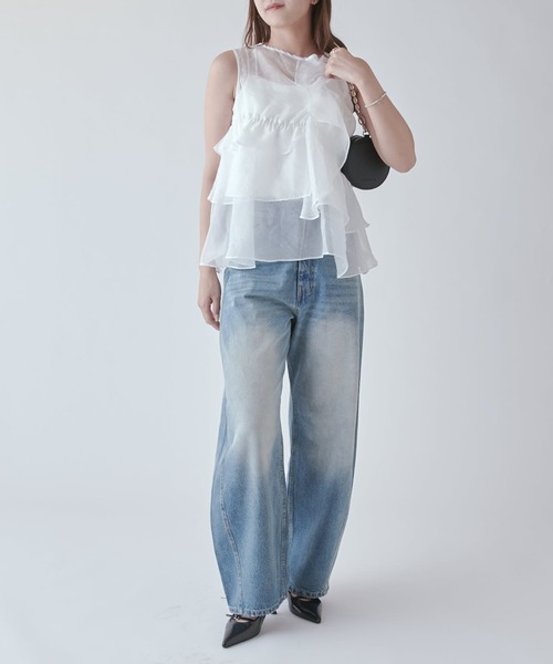 Lui's（ルイス）の「フリルギャザーシアートップス（Tシャツ/カットソー・レディース・ホワイト/ブラック/ピンク・FREE）」の17枚目の写真