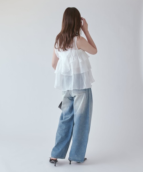 Lui's（ルイス）の「フリルギャザーシアートップス（Tシャツ/カットソー・レディース・ホワイト/ブラック/ピンク・FREE）」の18枚目の写真