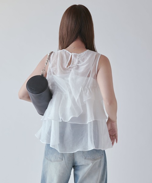 Lui's（ルイス）の「フリルギャザーシアートップス（Tシャツ/カットソー・レディース・ホワイト/ブラック/ピンク・FREE）」の19枚目の写真