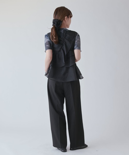 Lui's（ルイス）の「フリルギャザーシアートップス（Tシャツ/カットソー・レディース・ホワイト/ブラック/ピンク・FREE）」の12枚目の写真