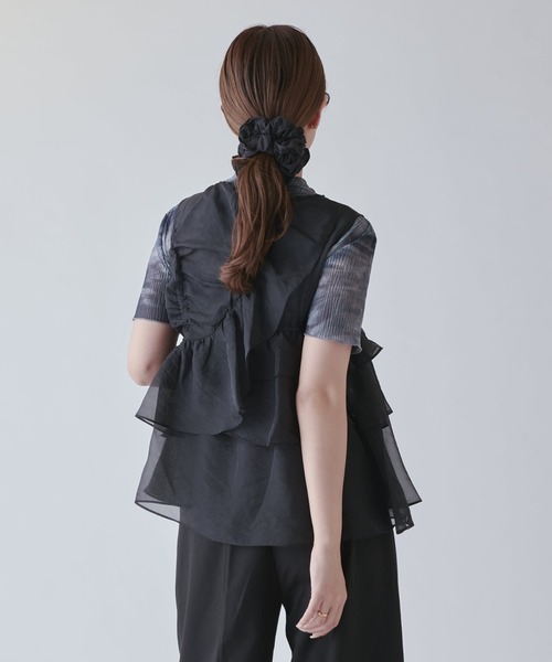 Lui's（ルイス）の「フリルギャザーシアートップス（Tシャツ/カットソー・レディース・ホワイト/ブラック/ピンク・FREE）」の7枚目の写真