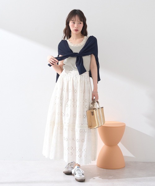 earth music&ecology（アースミュージックアンドエコロジー）の「シフリー刺繍スカート（スカート・レディース・ブラック/アイボリー・FREE）」の6枚目の写真