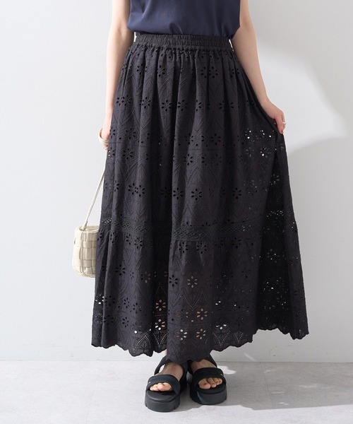earth music&ecology（アースミュージックアンドエコロジー）の「シフリー刺繍スカート（スカート・レディース・ブラック/アイボリー・FREE）」の14枚目の写真