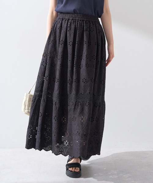 earth music&ecology（アースミュージックアンドエコロジー）の「シフリー刺繍スカート（スカート・レディース・ブラック/アイボリー・FREE）」の16枚目の写真