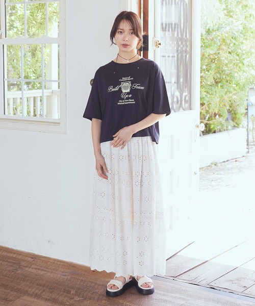 earth music&ecology（アースミュージックアンドエコロジー）の「シフリー刺繍スカート（スカート・レディース・ブラック/アイボリー・FREE）」の13枚目の写真