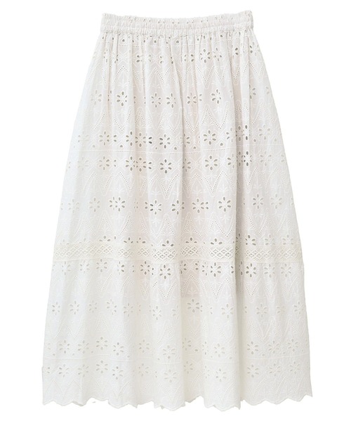 earth music&ecology（アースミュージックアンドエコロジー）の「シフリー刺繍スカート（スカート・レディース・ブラック/アイボリー・FREE）」の22枚目の写真